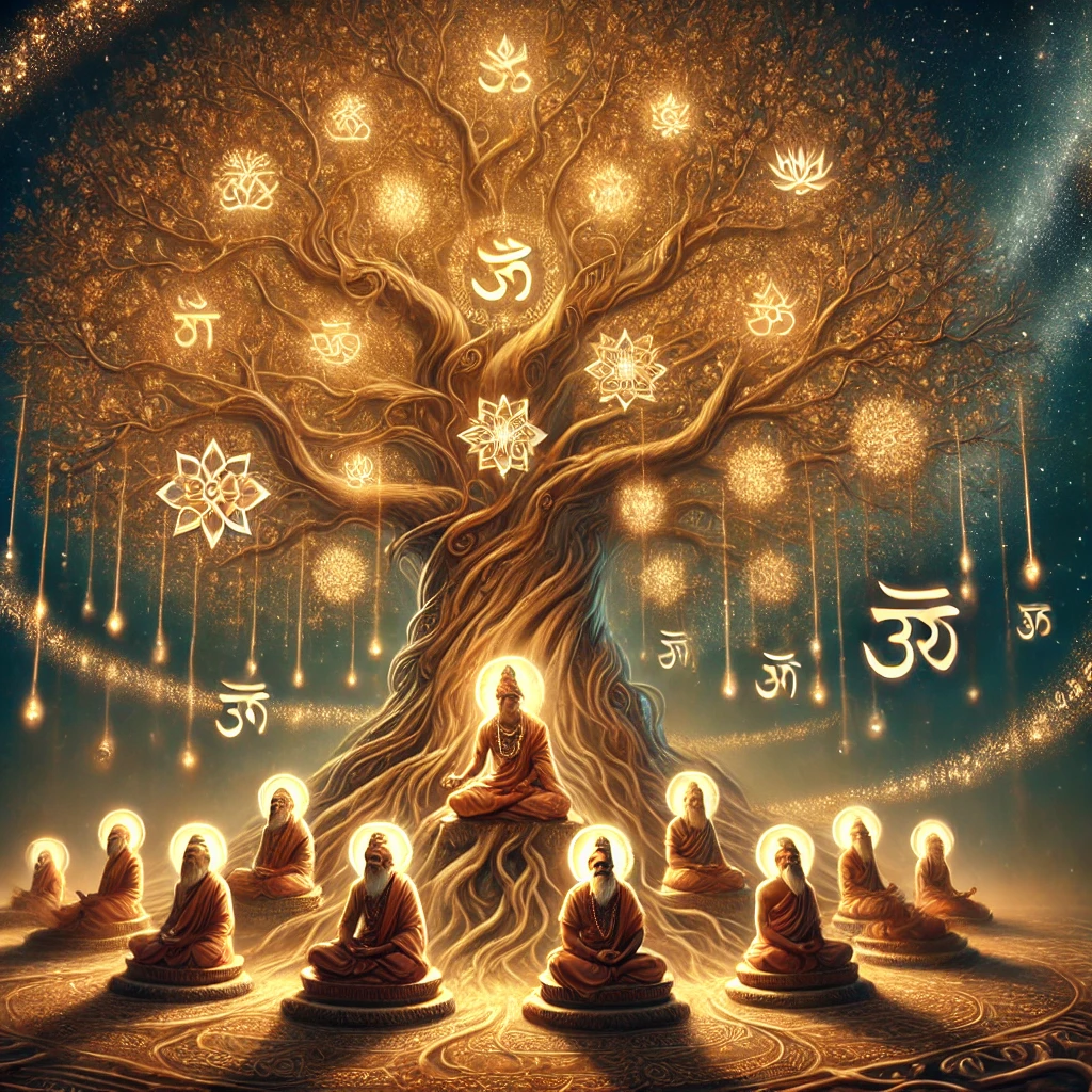 DALL·E 2025-01-10 21.54.23 - An artistic depiction of the concept of Gotra in Hindu culture. A majestic, glowing ancient tree with interconnected roots and branches symbolizing li DALL·E 2025-01-10 21.54.23 - An artistic depiction of the concept of Gotra in Hindu culture. A majestic, glowing ancient tree with interconnected roots and branches symbolizing li
